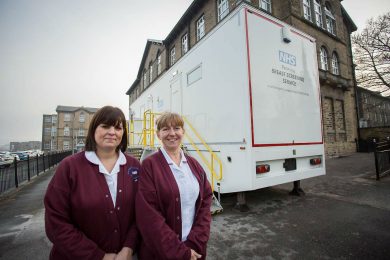 Mobile breast screening unit now based at Dewsbury District Hospital
