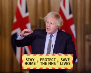 Prime Minister Boris Johnson at a COVID-19 briefing